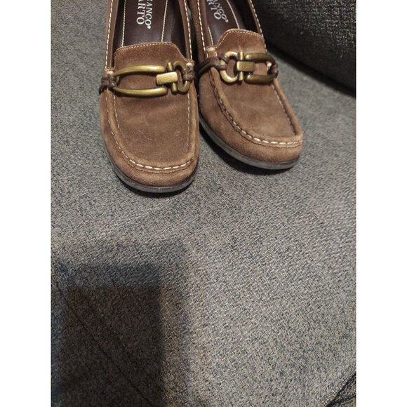 Franco Sarto Retro Y2K Womens Suede Leather Clog Heels Size 7M Dress Shoes - Picture 2 of 8